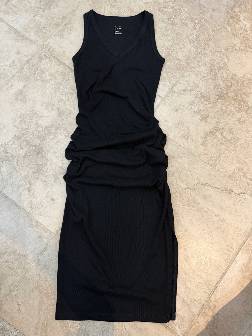 a new day Black V-Neck Ruched Tank Midi Dress